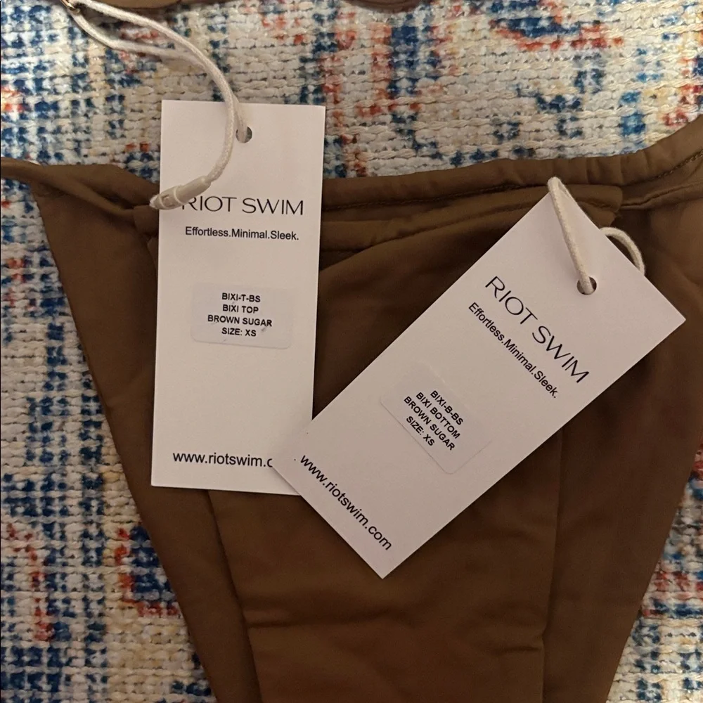 Riot Swim Bixi Bikini Set in Brown Sugar SZ XS NWT - Picture 5 of 5